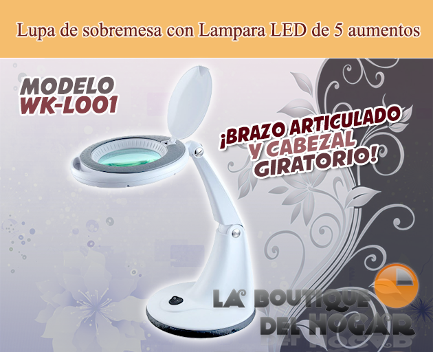 Lupa con Lampara LED de 5 aumentos y cabezal giratorio Scale Modelo WK-L001