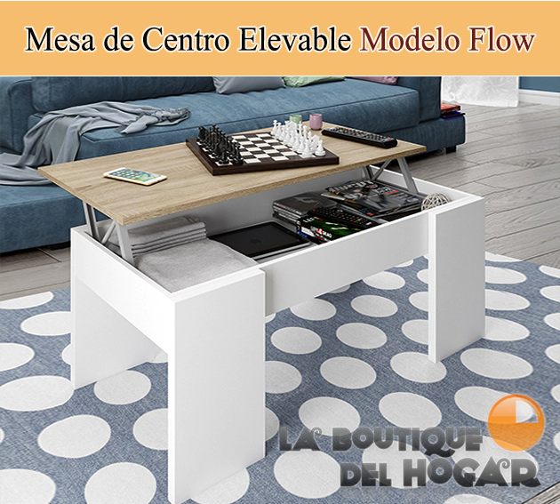 Mesa de Centro elevable con revistero para comedor Modelo Flow