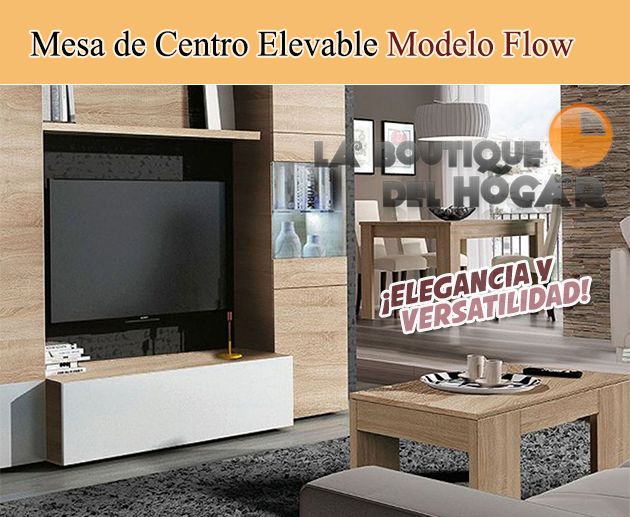 Mesa de Centro elevable con revistero para comedor Modelo Flow
