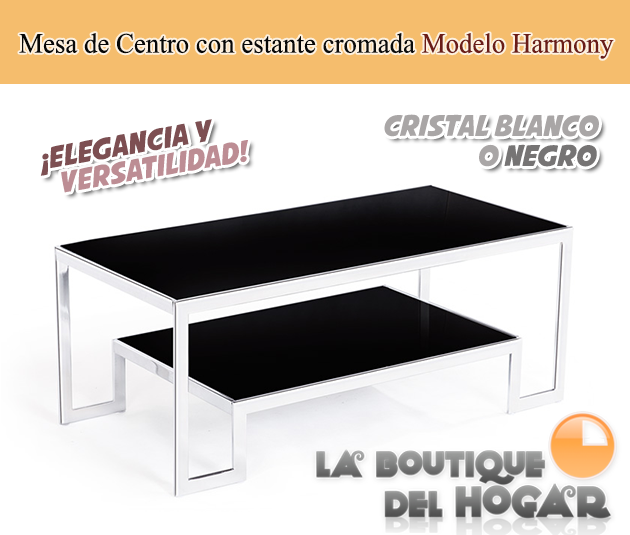 Mesa de Centro cromada con estante inferior Modelo Harmony