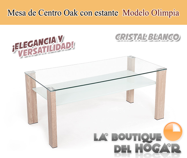 Mesa de Centro Oak con estante inferior Modelo Olimpia