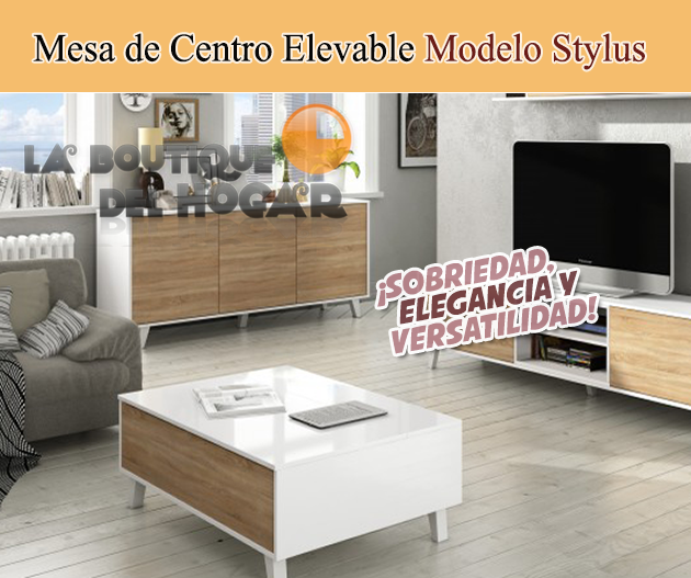 Mesa de Centro elevable con revistero para comedor Modelo Styus