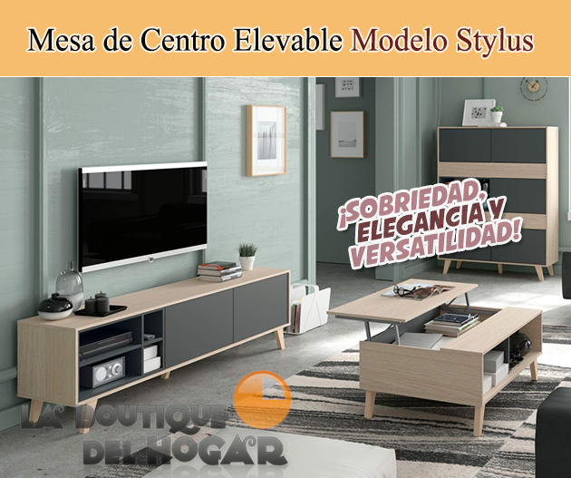 Mesa de Centro elevable con revistero para comedor Modelo Styus
