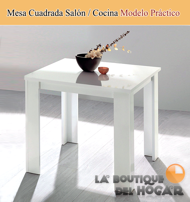 Mesa Cuadrada 90x90 cm para salón comedor o cocina Modelo Práctico