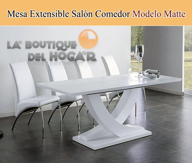 Mesa Extensible para salón comedor Modelo Matte - Color Blanco