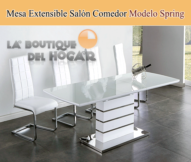 Mesa Extensible para salón comedor Modelo Spring - Cristal Templado