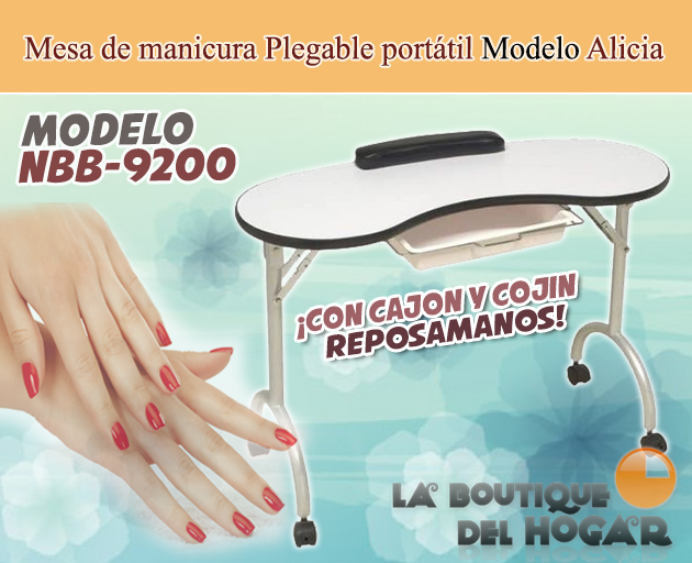 Mesa de manicura portátil Plegable con cajón Modelo Alicia