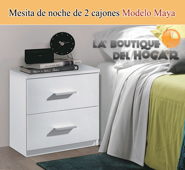 Mesita de noche de 2 cajones Modelo Maya