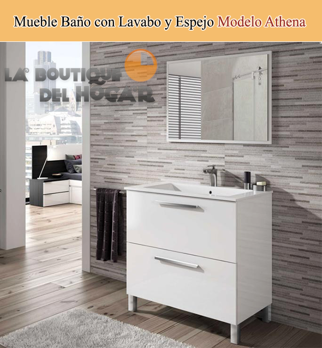 Mueble de Baño con Lavabo y Espejo Modelo Athena