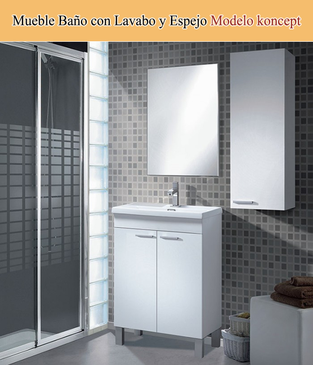 Mueble de Baño con Lavabo y Espejo Modelo Koncept