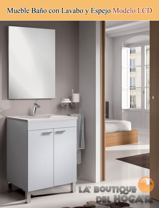 Mueble de Baño con Lavabo y Espejo 2 puertas Modelo LCD