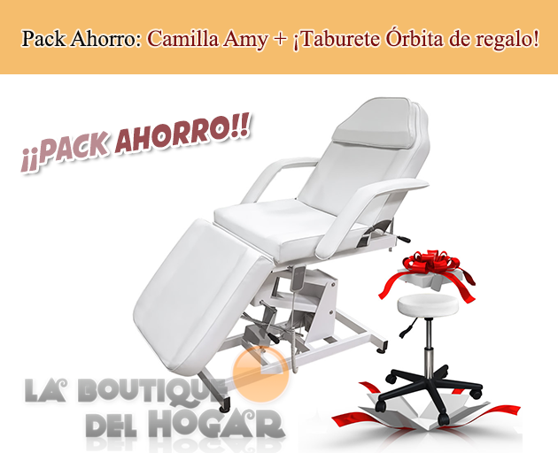 Pack Camilla de estética de tres cuerpos Modelo Amy + ¡Taburete Órbita de regalo!