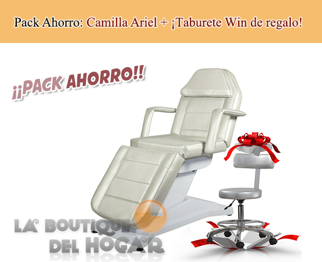 Pack Camilla de estética fija de tres cuerpos Modelo Alexa (Color a elegir) + ¡Taburete Órbita de regalo!