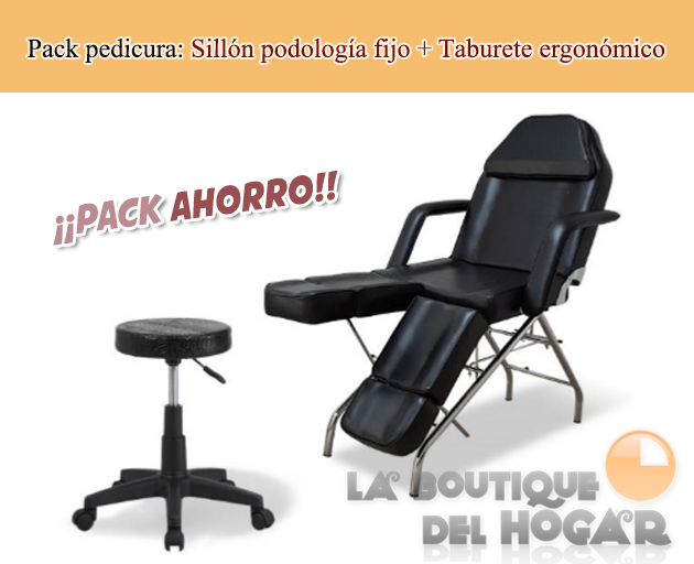 Pack pedicura: Sillón podología fijo + Taburete ergonómico