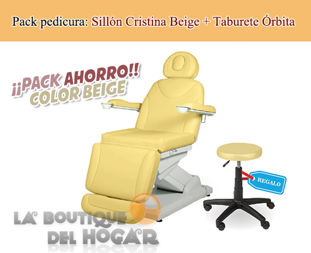 Pack pedicura: Sillón podología Cristina + Taburete ergonómico