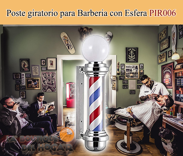 Poste de Barbero luminoso y giratorio para Peluquería con Esfera superior PIR006