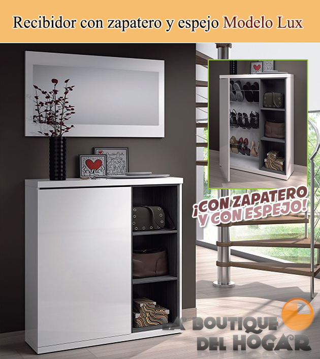 Recibidor con zapatero y espejo Modelo Lux