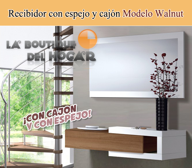 Recibidor con espejo y cajón Modelo Walnut