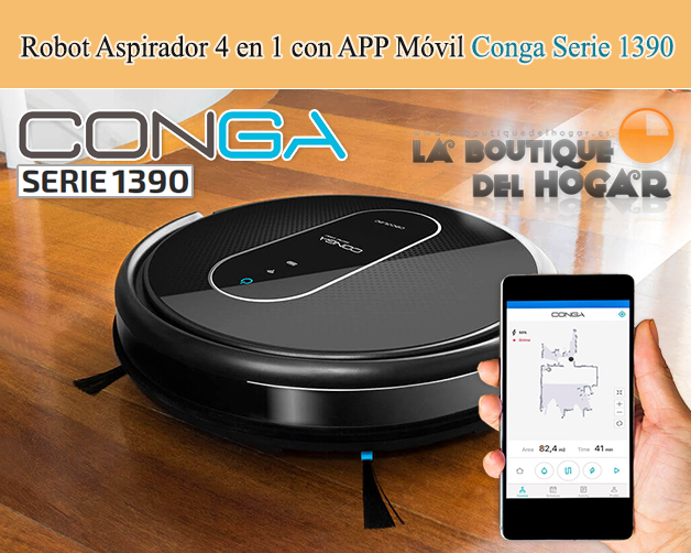 Robot Aspirador Inteligente con Memoria, Muro Magnético y APP Móvil Conga Serie 1390