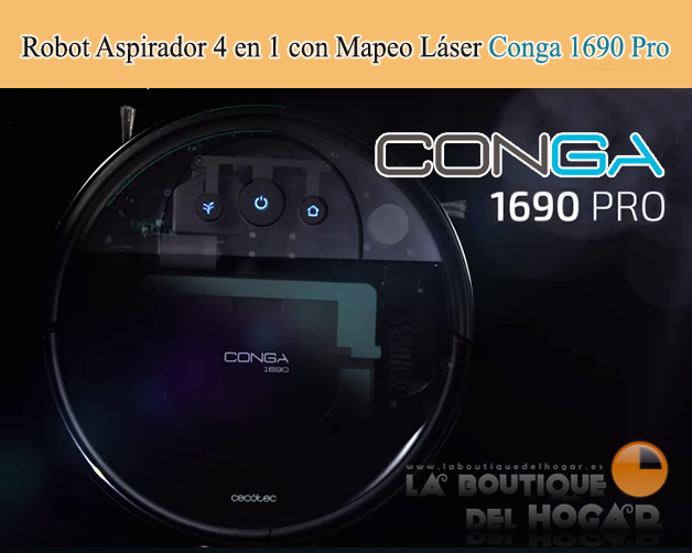 Robot Aspirador Inteligente con App Móvil y Tanque Mixto Conga 1690 Pro
