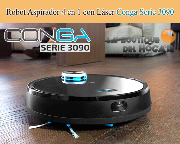 Robot Aspirador Inteligente con Mapeo Láser interactivo, Wifi y APP Conga Serie 3090