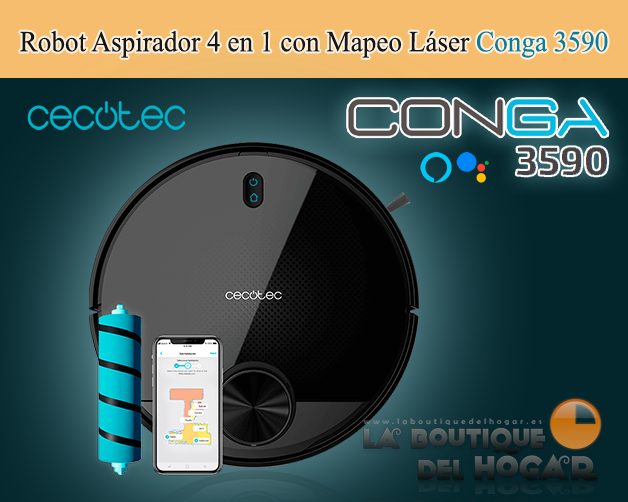 Robot Aspirador Inteligente 2300 Pa con App Móvil, Mapeo Láser y Cepillo Jalisco Conga 3590