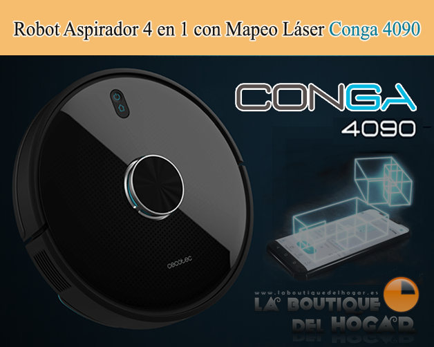 Robot Aspirador Inteligente con App Móvil y Tanque Mixto Conga 4090