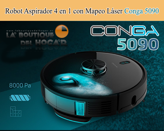 Robot Aspirador Inteligente con App Móvil, Mapeo Láser y Cepillo Jalisco Conga 5090