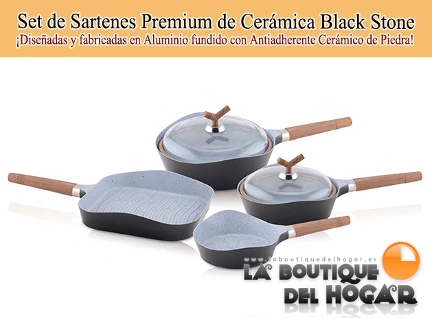 Set de Sartenes Premium de Cerámica de Piedra Black Stone