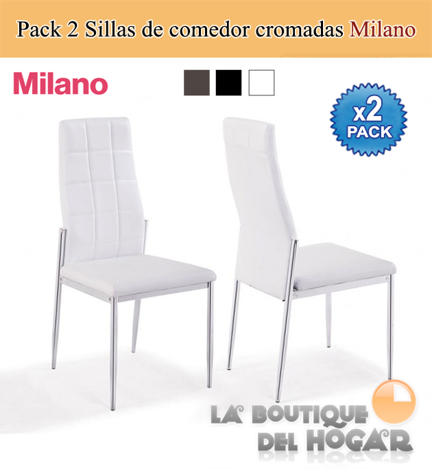 Silla de comedor con estructura metálica cromada Modelo Milano