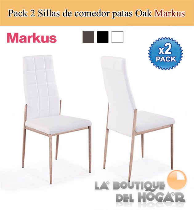 Pack 2 Sillas de comedor con estructura metálica Oak Modelo Markus