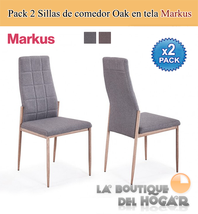Pack 2 Sillas de comedor con estructura metálica Oak Modelo Markus