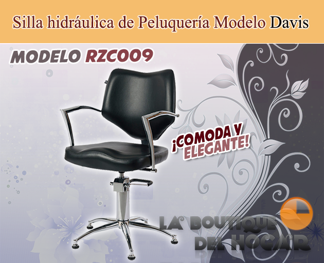 Silla hidráulica de Peluquería con reposabrazos cromados Davis Modelo RZC009