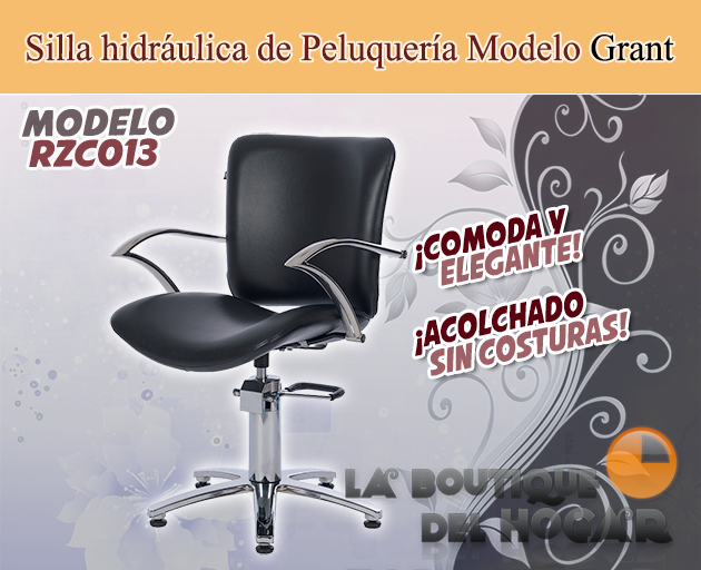 Silla hidráulica de Peluquería con reposabrazos cromados Grant Modelo RZC013