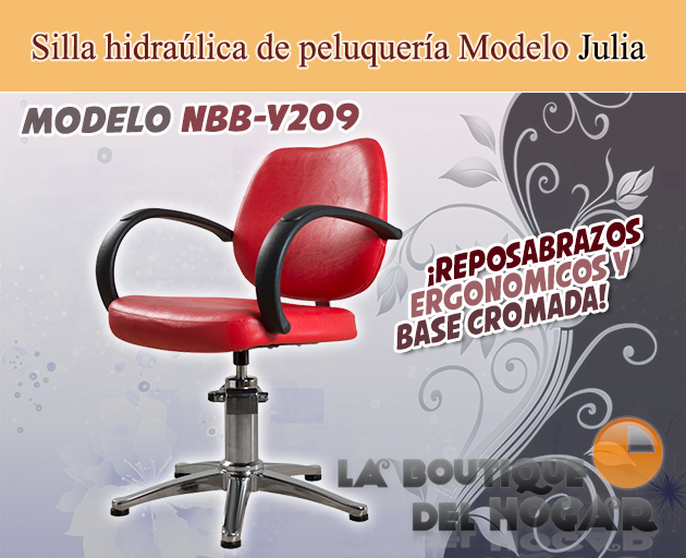 Silla hidráulica de peluquería con reposabrazos Modelo Julia