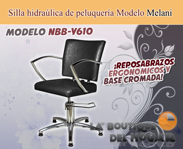 Silla hidráulica de peluquería con reposabrazos Modelo Julia