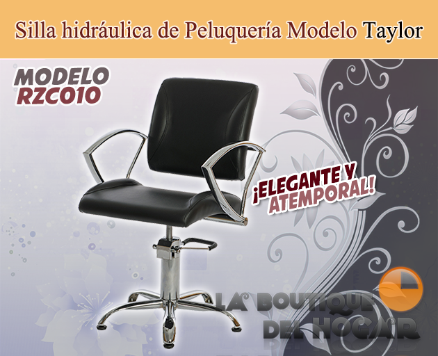 Silla hidráulica de Peluquería con reposabrazos cromados Taylor Modelo RZC010