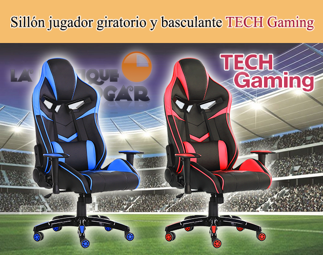 Sillón giratorio, basculante y reclinable para jugador Modelo TECH Gaming