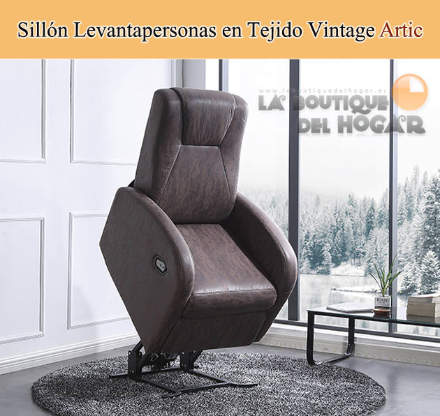 Sillón Relax Levantapersonas en Tejido Vintage chocolate Modelo Artic