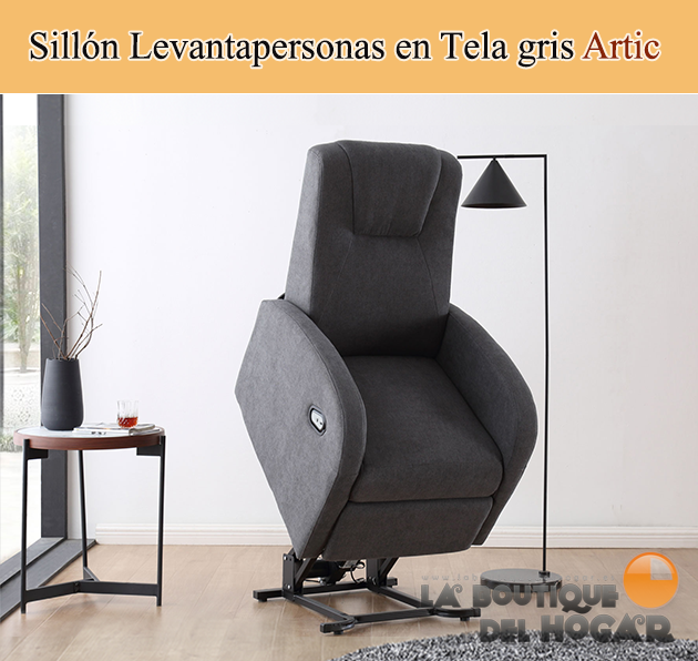 Sillón Relax Levantapersonas en Tela Gris Modelo Artic