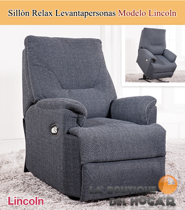 Sillón Relax Levantapersonas en Tela Modelo Lincoln Bali Gris Marengo