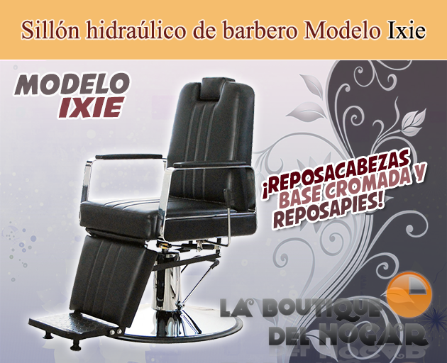 Sillón Barbero hidráulico reclinable y giratorio con reposabrazos Modelo Ixie