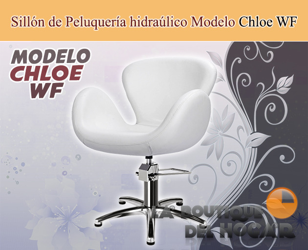 Sillón hidráulico de Peluquería con reposabrazos Modelo Chloe wF color blanco