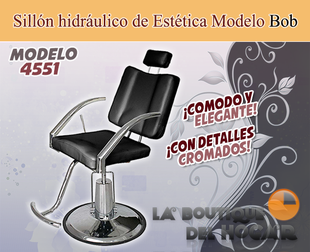 Sillón hidráulico de Estética con base y reposabrazos cromados Modelo Bob