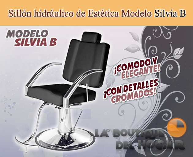 Sillón hidráulico de Estética con base y reposabrazos cromados Modelo Silvia B