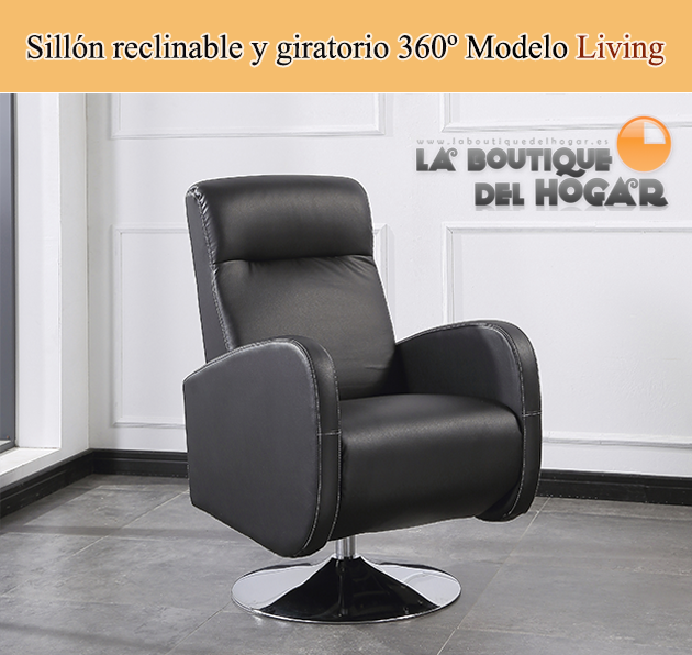Sillón Relax reclinable y giratorio 360º en símil piel Modelo Living