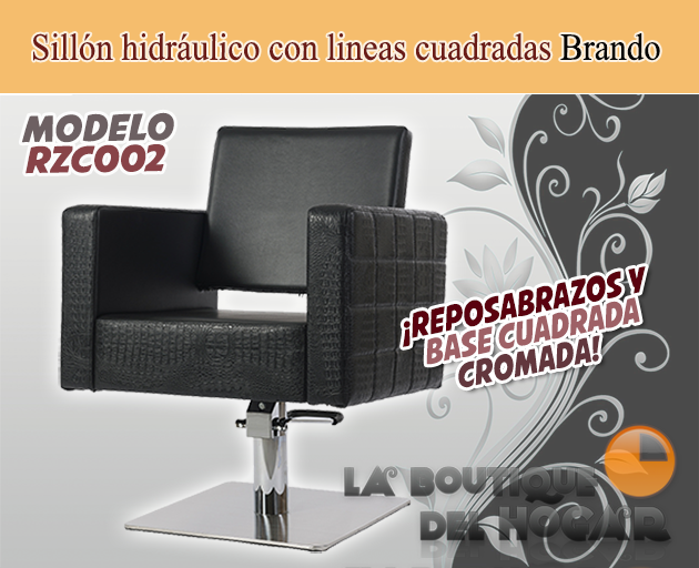 Sillón hidráulico de linea cuadrada con reposabrazos Brando Modelo RZC002