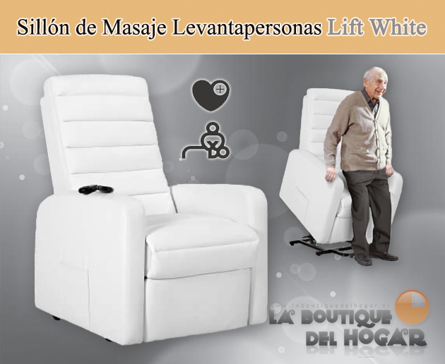 Sillón de Masaje Relax Levantapersonas Modelo Lift White