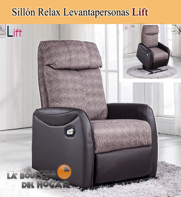 Sillón Relax Levantapersonas en Tela y Polipiel Modelo Mister