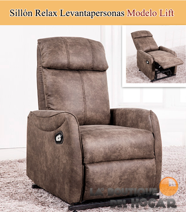 Sillón Relax Levantapersonas Modelo Lift en Tejido Terra Cuir